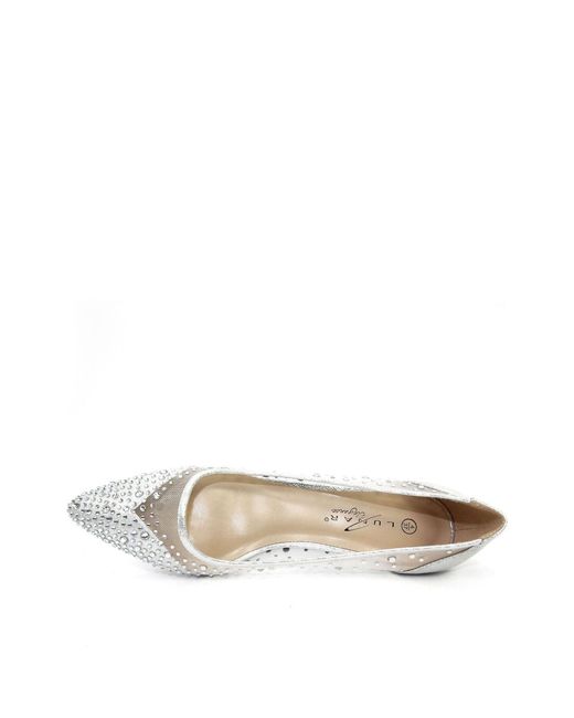 Lunar White Gemstone Kitten-Absatz Schuhe
