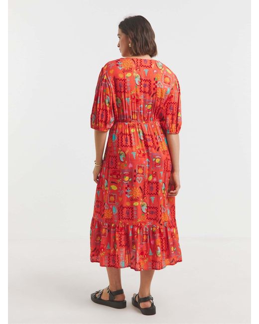 Simply Be Red Crinkle Wrap Midi Dress