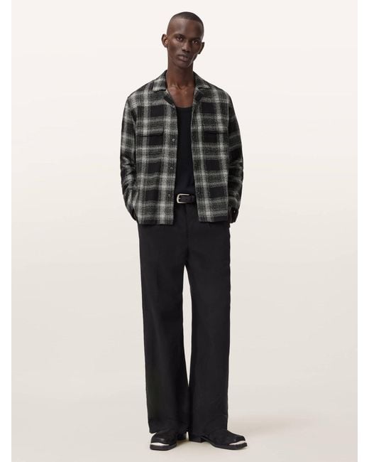 AllSaints Black Allsaints Teshio Long Sleeve Shirt for men