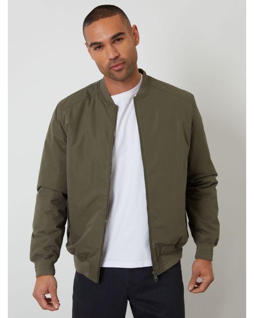 Threadbare Green Padded Bomber Jacket for men