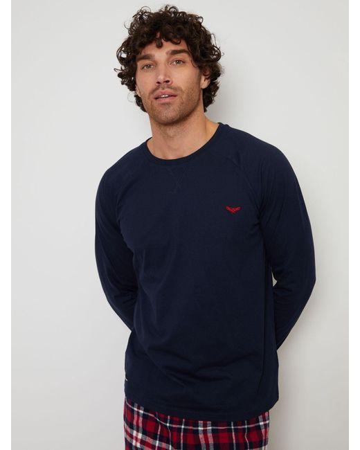 Threadbare Langärmeliges Pyjama-Set Aus Baumwollmischung in Blue für Herren