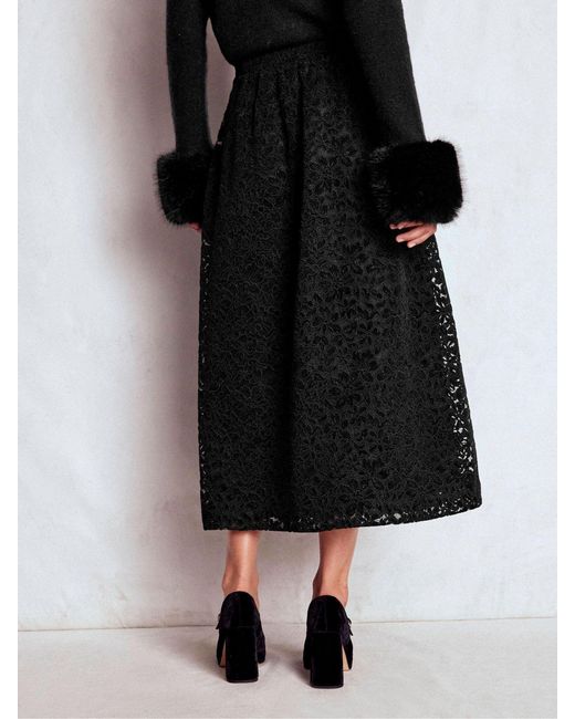 Boden Verity Lace Midi Skirt in Black | Lyst
