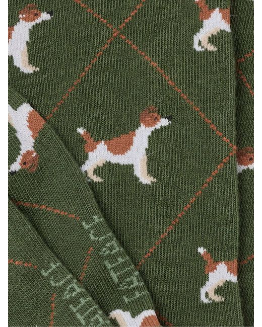 FatFace Green Fatface Dog Argyle Socks for men