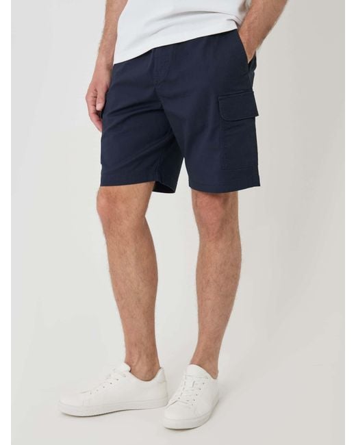 Threadbare White Regular Fit Textured Cargo Shorts for men