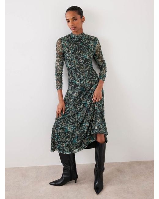 Mint Velvet Green Floral Print Midi Dress