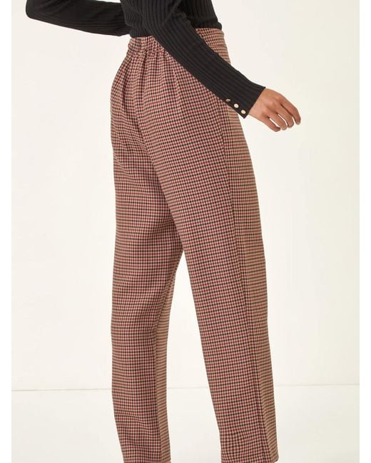 Roman Natural Petite Houndstooth Trousers