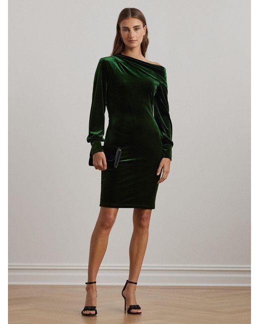 Ralph Lauren Luxe Velvet Dress in Black | Lyst