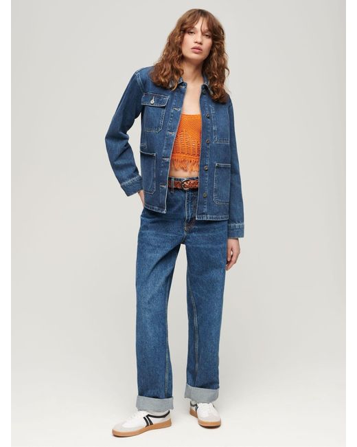 Superdry Black Denim Chore 100% Baumwolle Jacke
