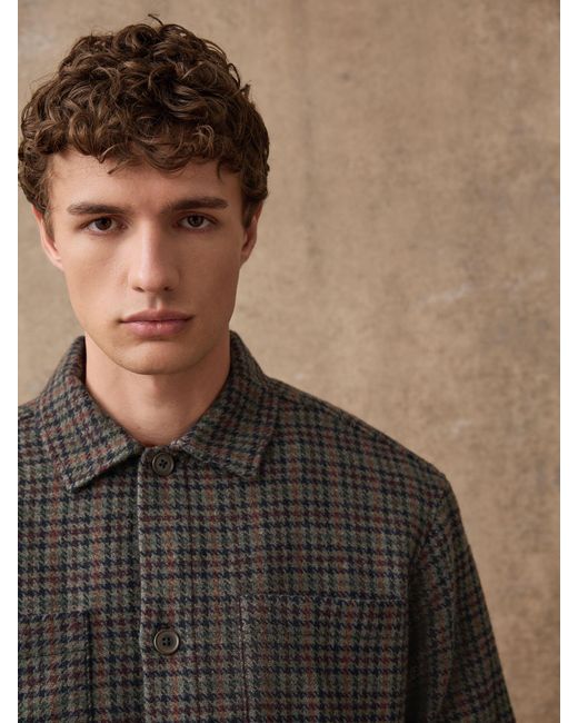 Next Gray Houndstooth Check Shacket for men