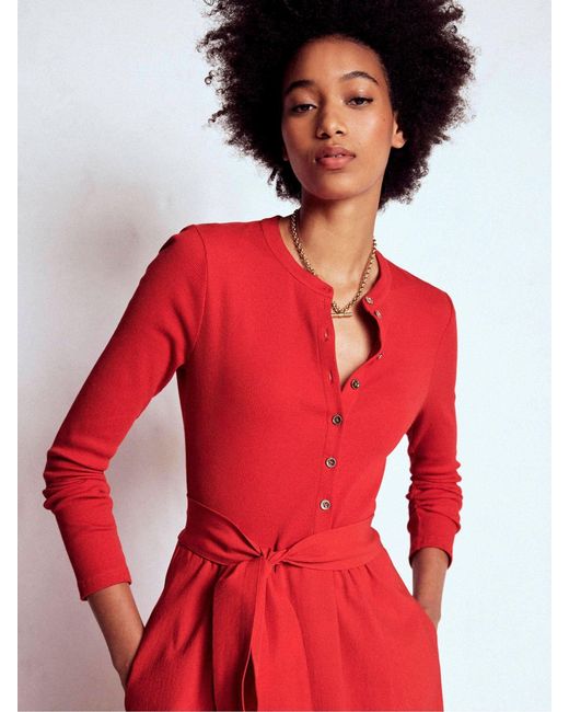 Boden Red Button Detail Mix Dress