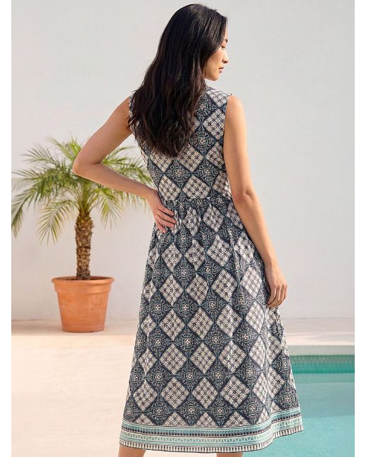 Roman Blue Button-Down-Kleid