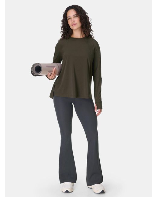 Sweaty Betty Green Soft Flow Studio Longline Long Sleeve Top