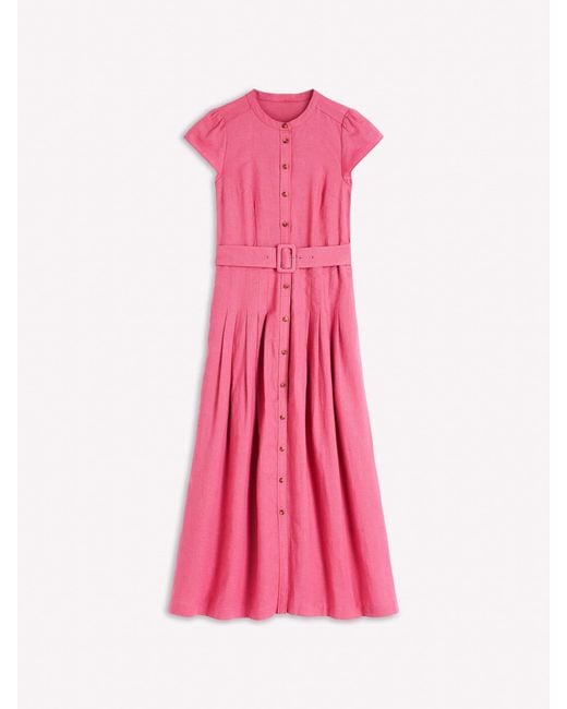 Boden Arabella Linen Blend Dress in Pink | Lyst