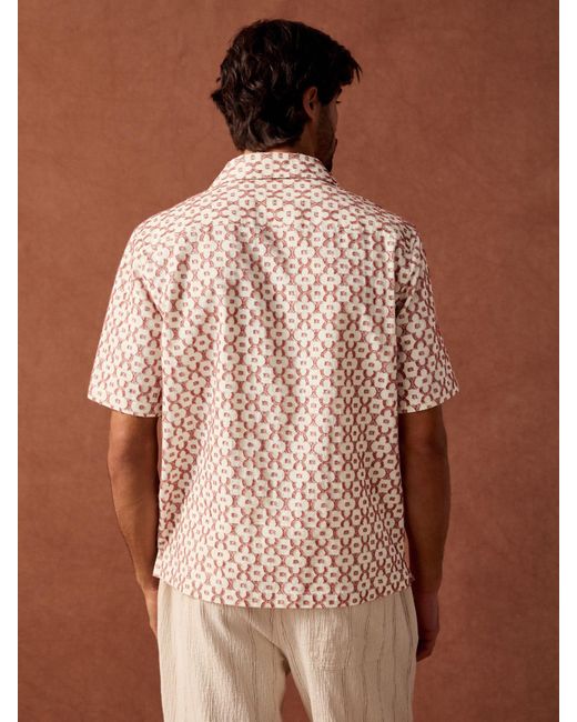 Next Pink Trellis Textured Short Sleeve 100% Cotton Shirt for men