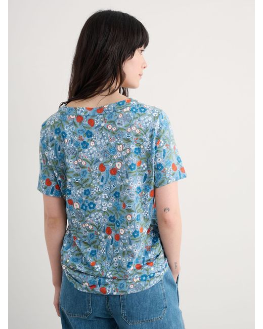 Seasalt Cornwall Blue Barnoon Jersey Printed Short Sleeve Top