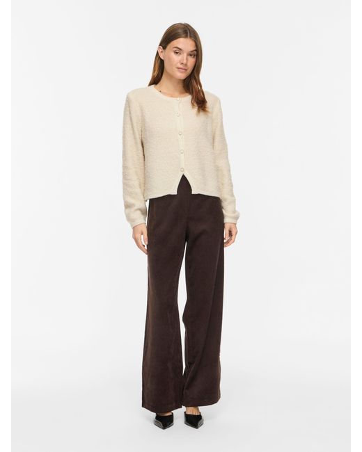 Vila Natural Textured Knitted Button Jacket