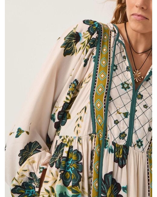 Monsoon Green Zenya Floral Print Midi Dress