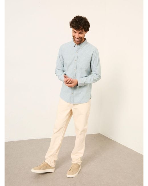 FatFace Gray Fatface Long Sleeve Oxford Dobby Shirt for men