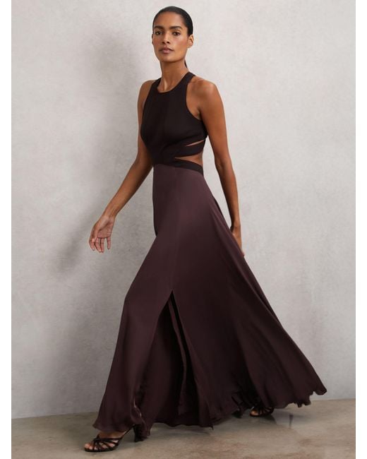 Reiss Purple Paloma Cut-Out Racerback Maxi Dress