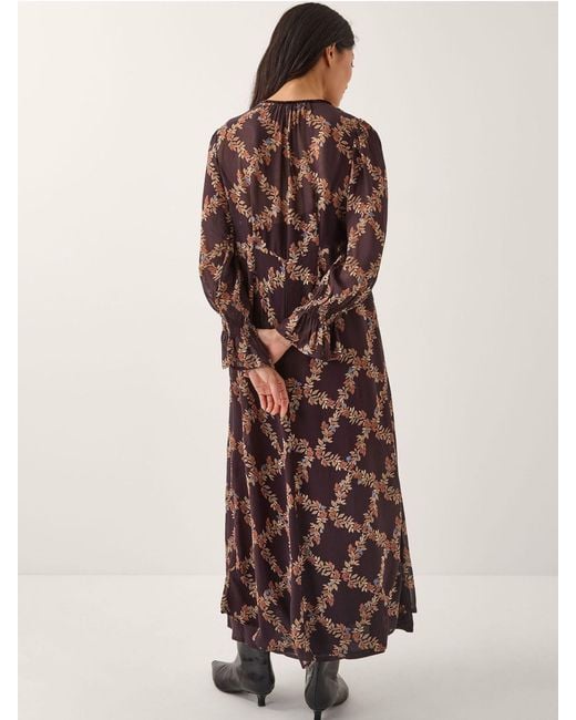 Monsoon Brown Cheryl Diamond Floral Print Midi Dress