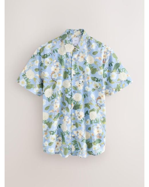 Next Blue Regular Fit Kew Collection 100% Cotton Floral Short Sleeve Shirt for men