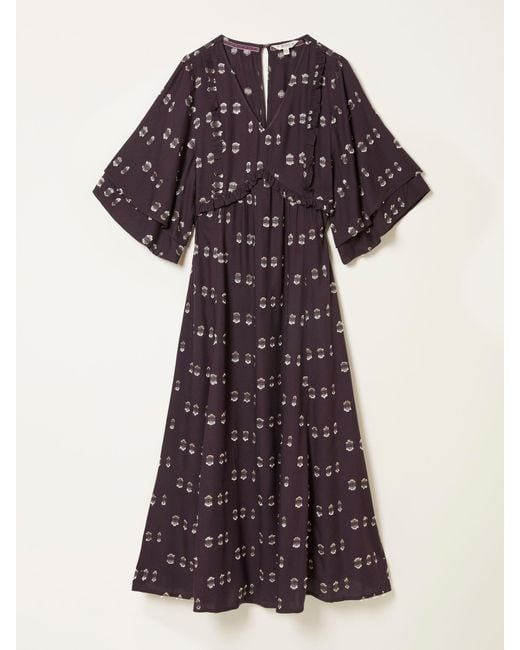 FatFace Purple Fatface Kim Metallic Midi Dress