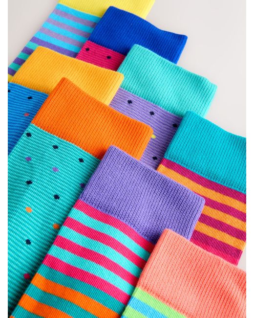 Next Blue Pattern Socks 8 Pack for men