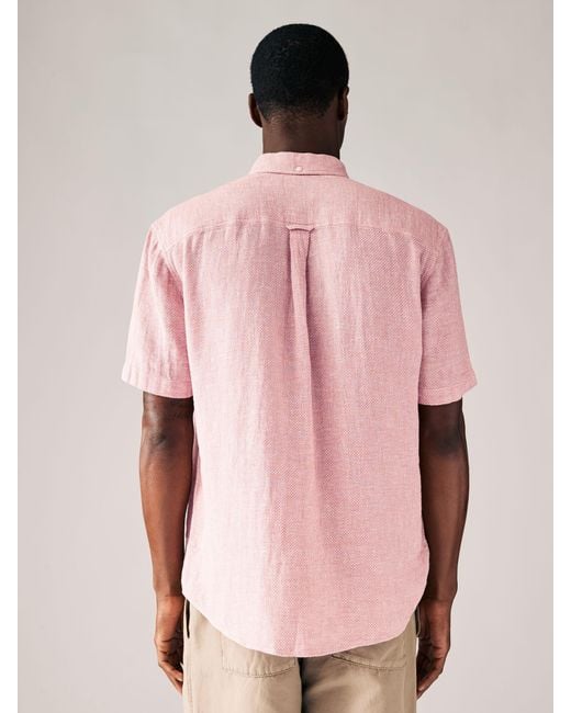 Next Kurzärmliges Hemd Aus Baumwoll-Leinenmischung in Pink für Herren