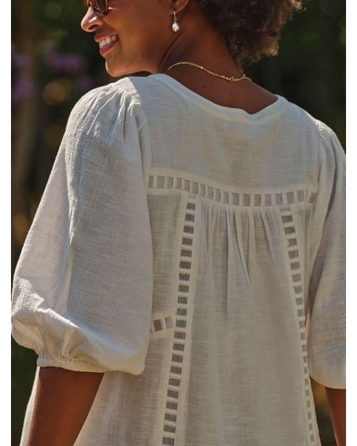 FatFace Natural Fatface Beachwear Embroidered Mini Dress