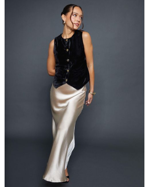 Threadbare Black Velvet Split Front Waistcoat