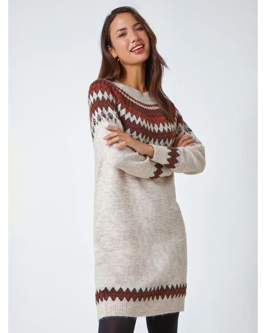 Roman Women's White Soft Knit Fairisle Sweater Dress - www.disolcolor.com Roman Women's White Soft Knit Fairisle Sweater Dress - www.disolcolor.com