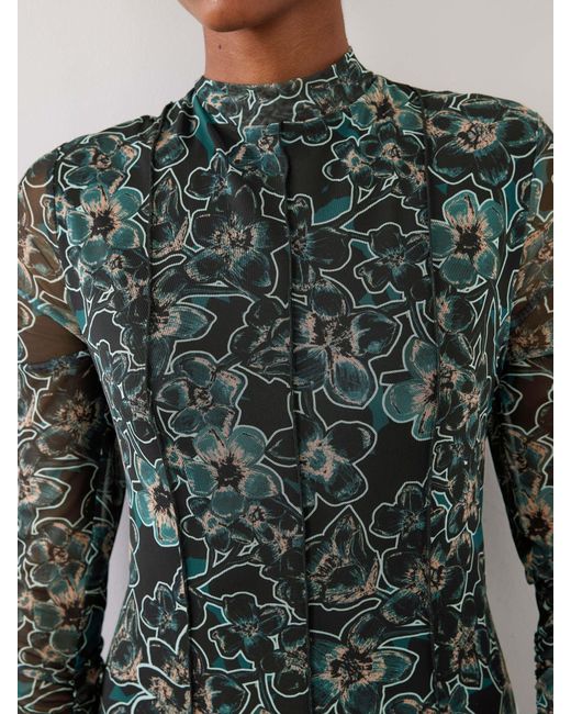 Mint Velvet Green Floral Print Midi Dress