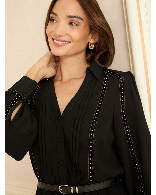 Love & Roses Black Petite Shirt Mini Dress