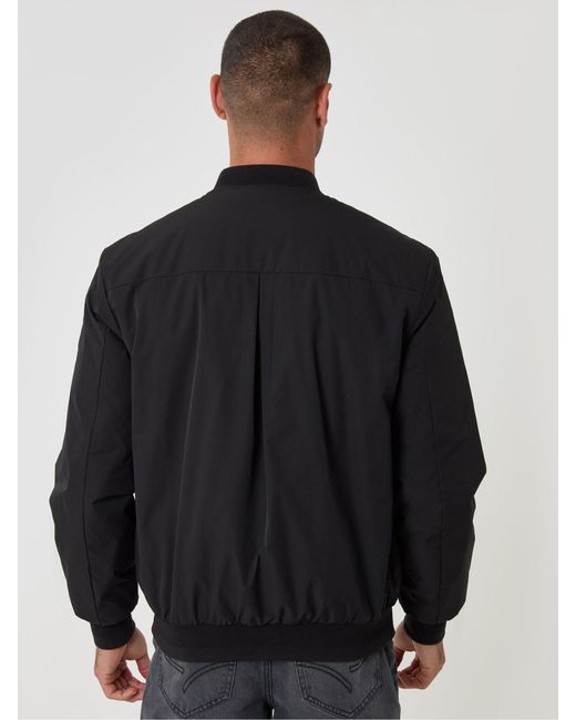 Threadbare Blue Showerproof Padded Bomber Jacket for men