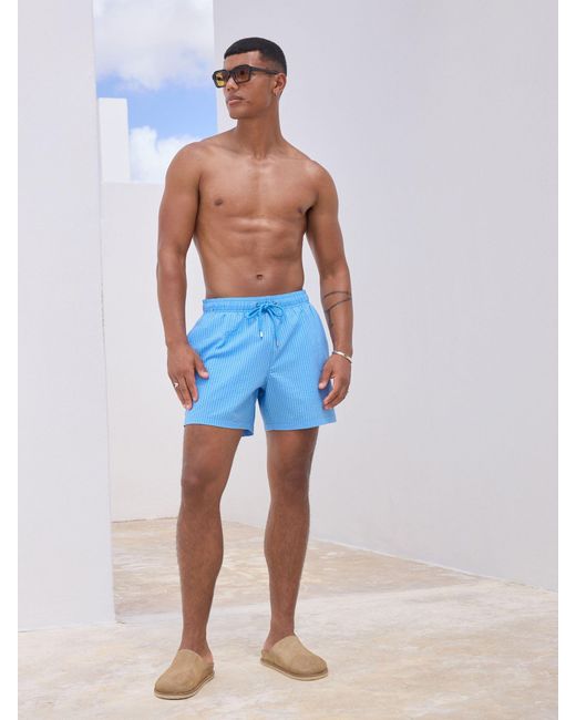 Next Blue Seersucker Swim Shorts for men