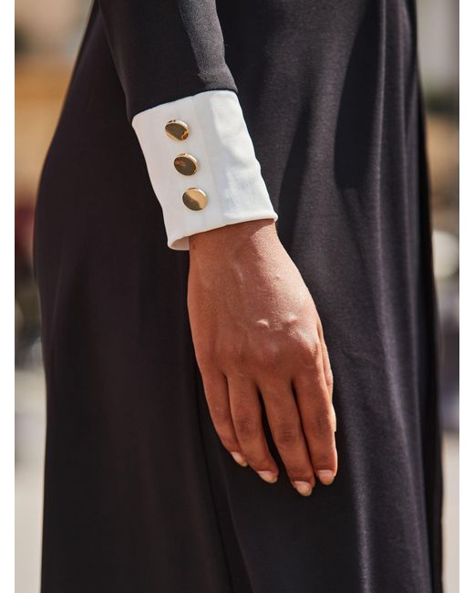 Sosandar Black Contrast Trim Belted Dress