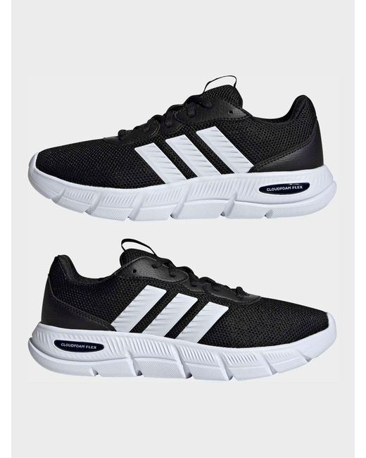 Adidas White Cloudfoam Flex Laceless Wide Fit Trainers