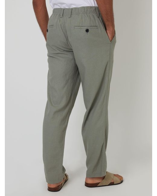 Threadbare Gray Linen Blend Trousers for men