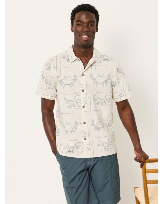 FatFace Natural Fatface Short Sleeve Seafood Print Shirt for men
