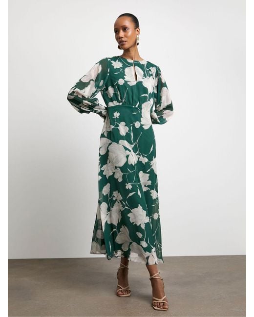Joanna Hope Green Long Sleeve Key Hole Maxi Dress