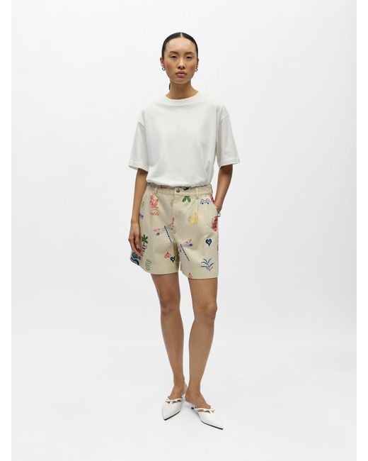 Object Natural Printed Denim Shorts