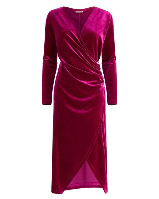 Joe Browns Purple V-Neck Stretchy Velour Dress