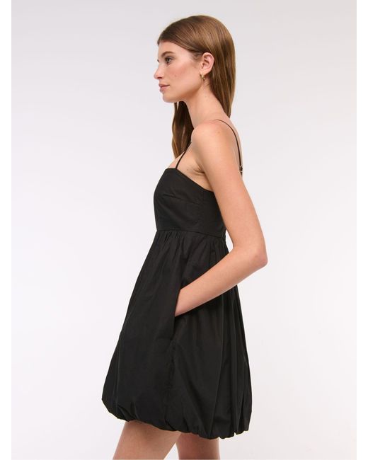 Abercrombie & Fitch Women's Black Short Bubble Hem Strappy Dress