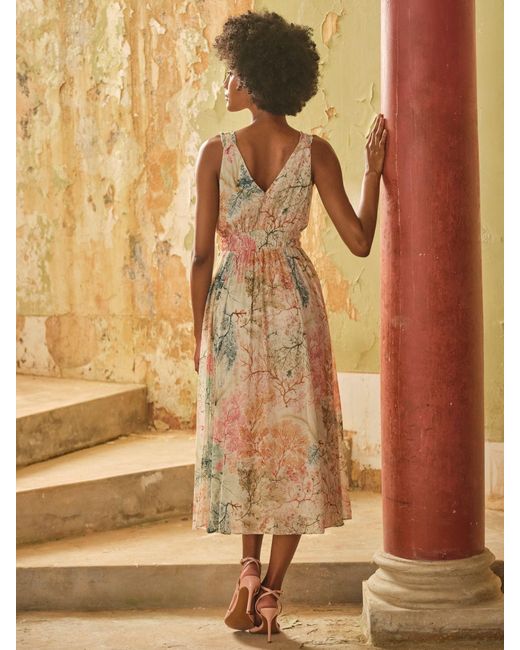 FatFace Metallic Fatface V & A Fatface Maggie Regular Midi Dress