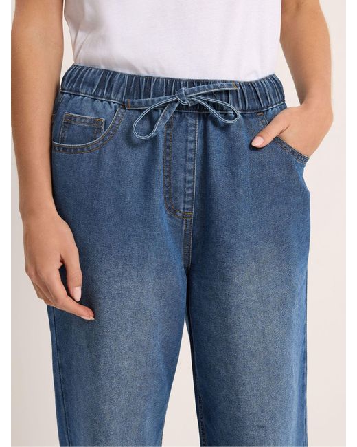 M Com Blue Pull On Wide Leg Jeans