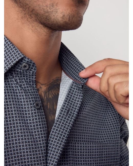 Next Blue Regular Fit Long Sleeve Print Shirt for men