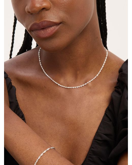 Simply Silver White Tone Polished Twist Chain Bracelet