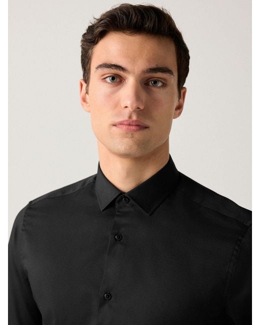 Next Black Regular Fit Easy Care Textured Single Cuff Smart Shirt for men