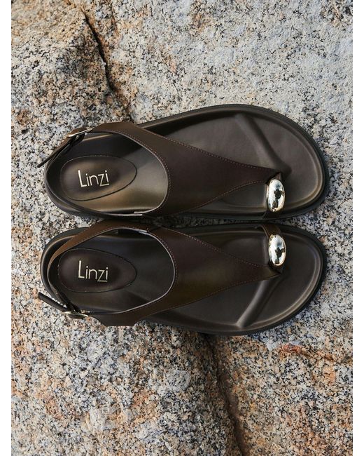 Linzi White Latch Toe Ring Flat Sandals