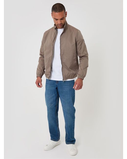 Threadbare Brown Showerproof Zip Up Harrington Jacket for men